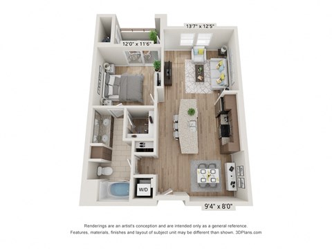 Main Street Village Irvine, CA Cleveland Floor Plan 796 SF